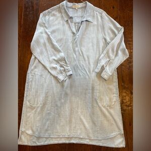 Side Stitch Light Blue Shirt Dress